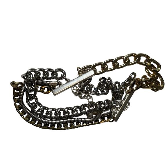 Jenny Bird Five Chain Silver Gold Bracelet Iconic Boho Chunky Lagenlook Vibes - Picture 1 of 14